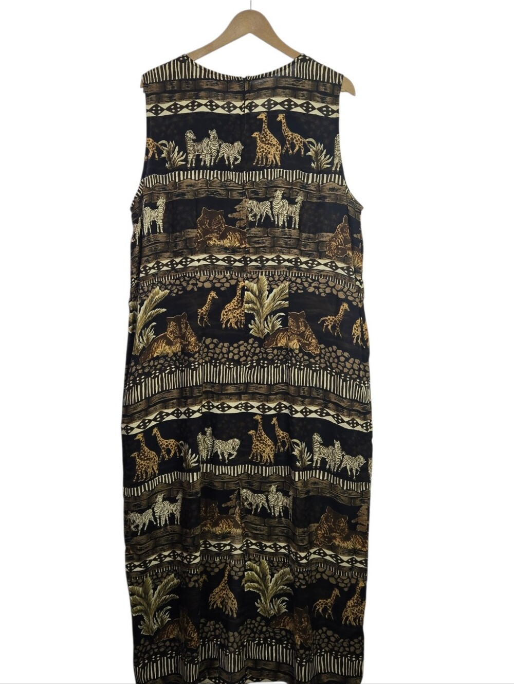 Premier Intern'l Size XL Sleeveless Animal Print maxi dress, Zipper & Slit Back - Picture 3 of 8
